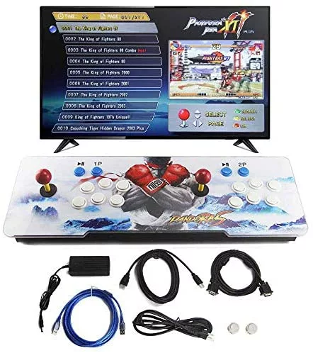 SupYaque Pandora Box Retro Video Arcade Games Console Support 3D Games with Built in 2706 Games Full HD 2 Players Joystick and Buttons (2706 in 1)