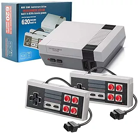 Classic Retro Console, 8-bit AV Output Mini NES Video Game Console Built-in 620 Games with 2 Classic Controllers for Christmas Birthday