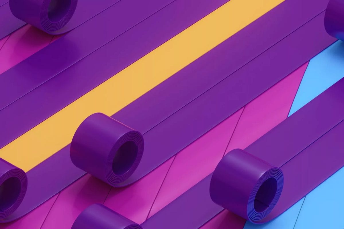 digital animation of colorful tape rolls
