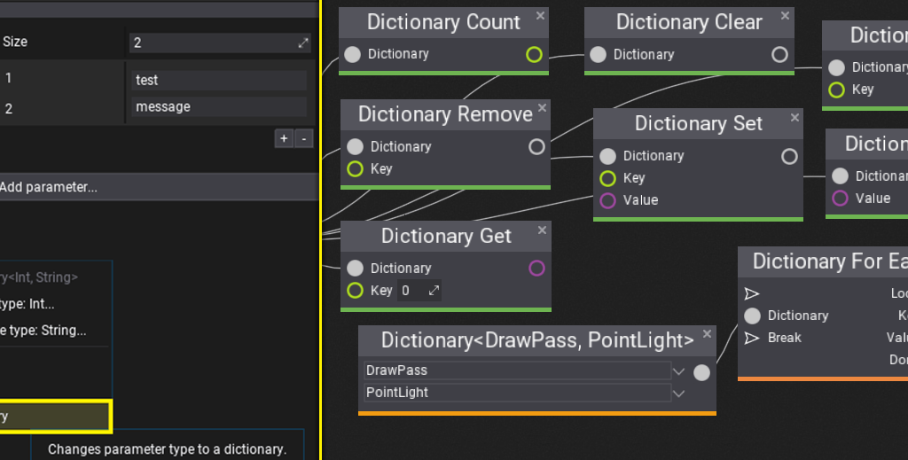 Flax Engine 1.4   Visual script dictionary