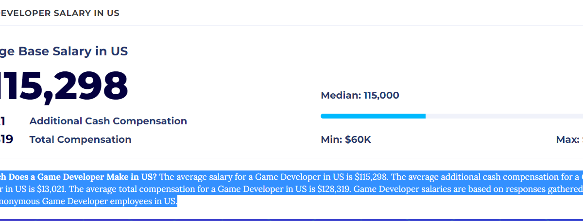 How to become a game developer - Average Salary in the US