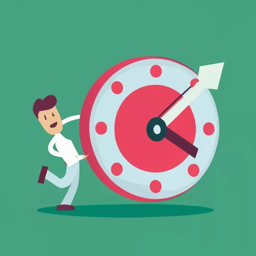 How can artists become Indie Game Developers - Getting Started on Your Journey Today - A man pushing a clock with an arrow, guide, industry.