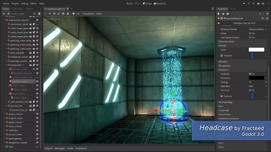 A computer screen showing a room with a light in it, possibly created using Godot Engine.