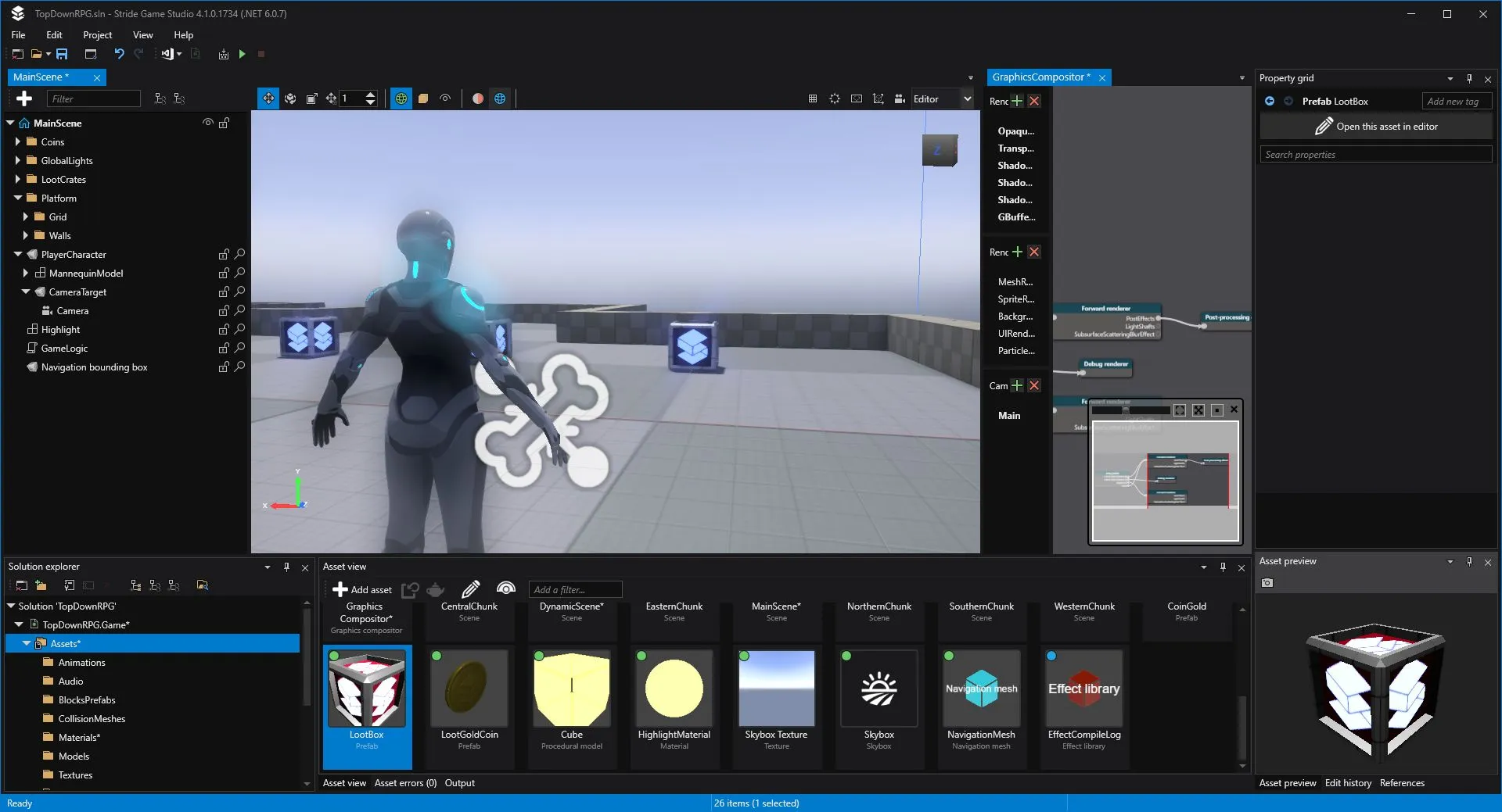 Best 3D Game Engines for C# Developers - Stride Game Engine - A screen shot of a computer screen showing an image of a character using 3D Game Engines for C# Developers.